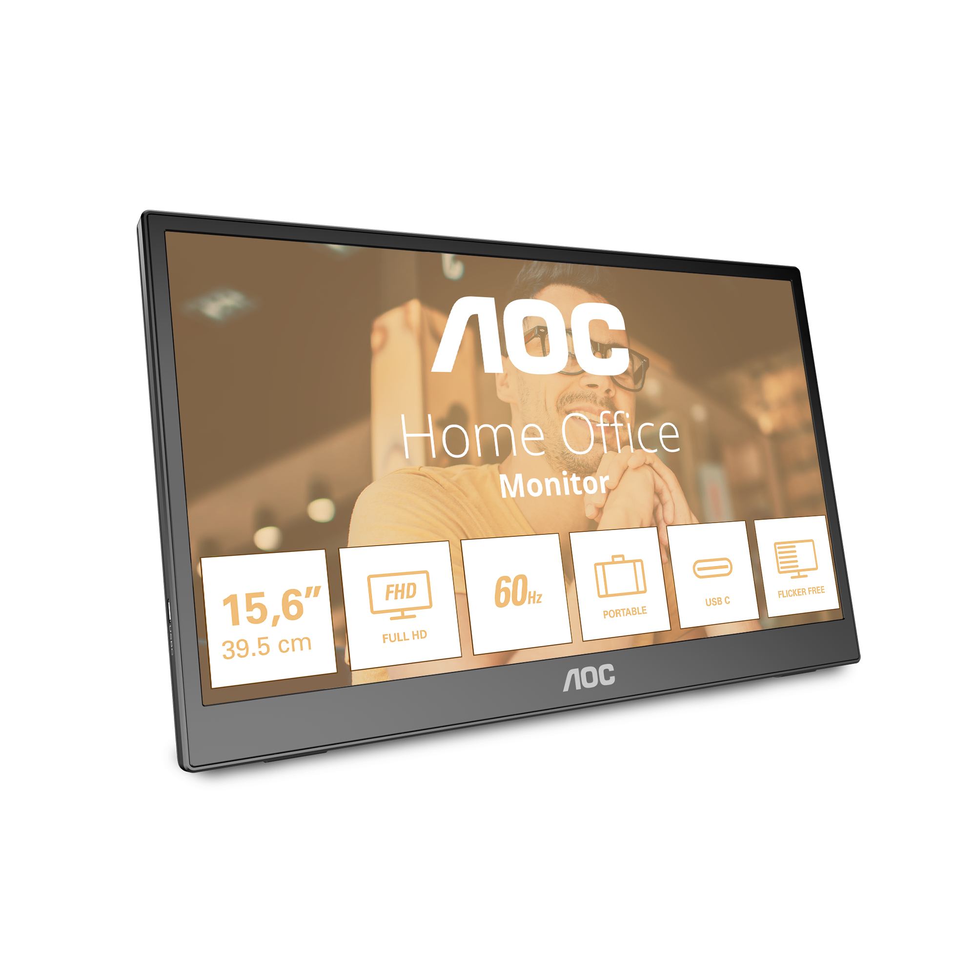 AOC 16T3EA portable TV/monitor Black 39.6 cm [15.6] 1920 x 1080 pixels (AOC 15.6 IPS MONITOR USB-C 16T3EA)