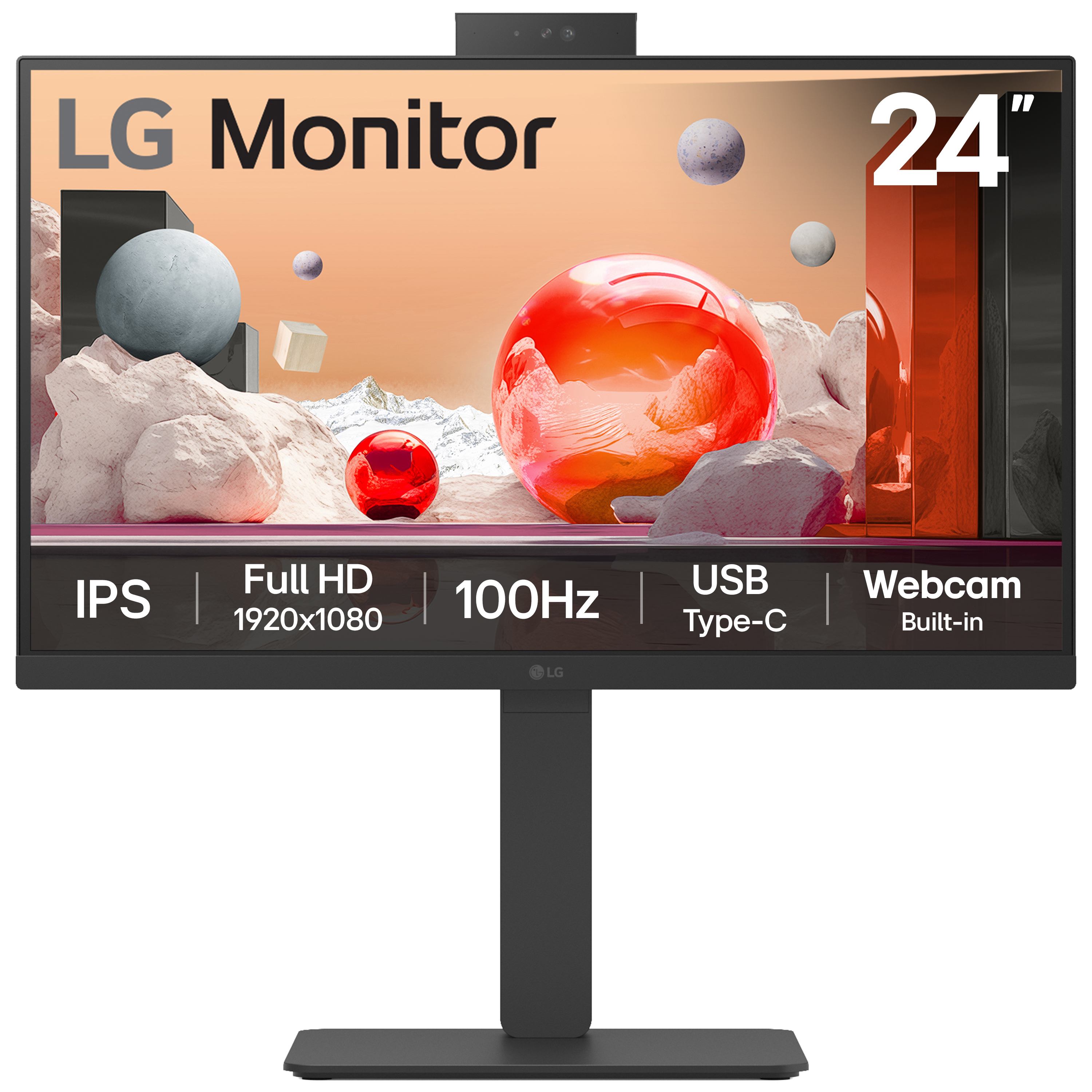 LG 24BA850-B.AEK computer monitor 60.5 cm [23.8] 1920 x 1080 pixels Full HD Black (LG 24BA850-B - BA850 Series - LED monitor - 24 [23.8 viewable] - 1920 x 1080 Full HD [1080p] @ 100 Hz - IPS - 250 cd/m² - 1300:1 - 5 ms - HDMI, DisplayPort, USB-C - speakers)
