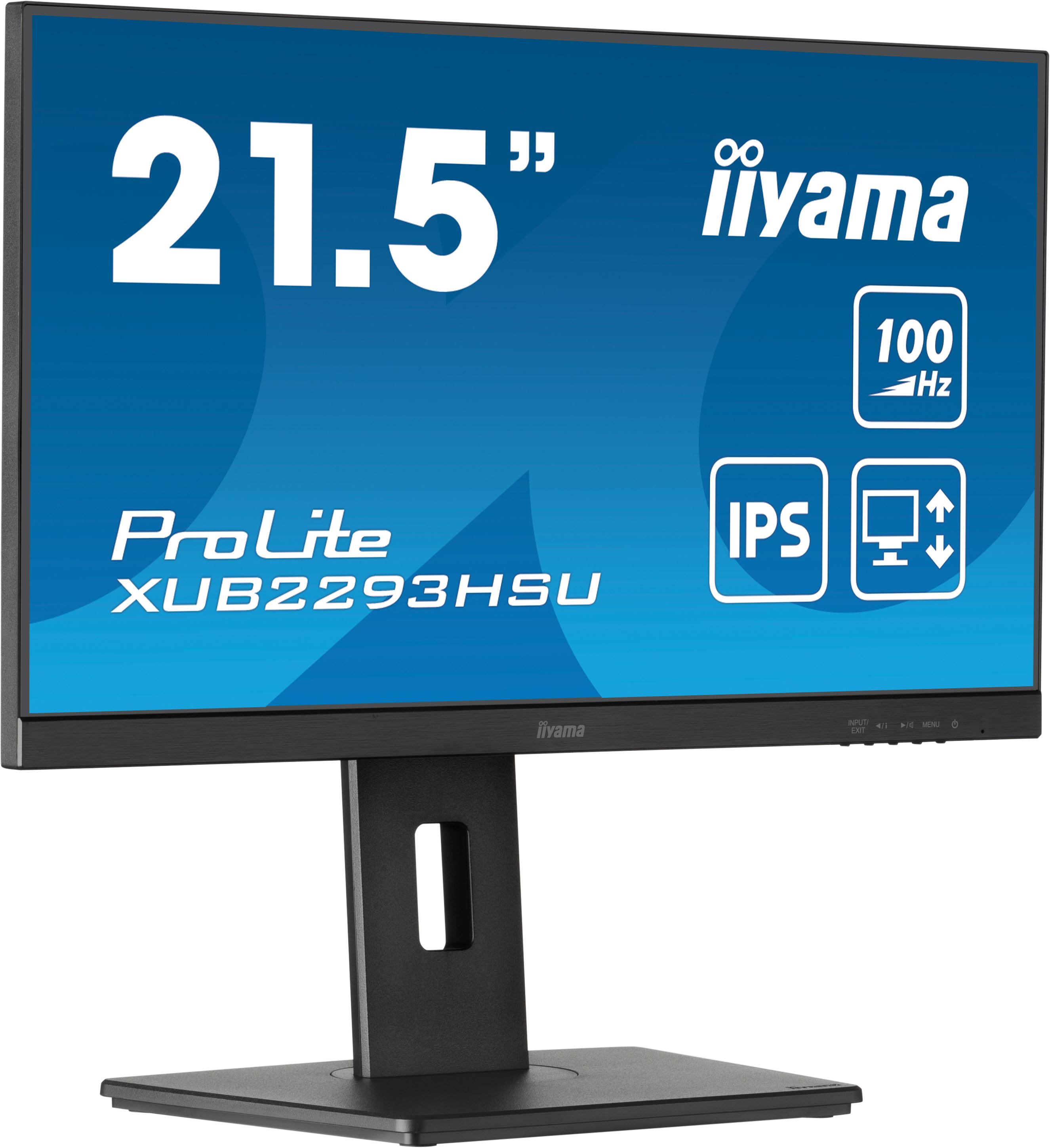 iiyama ProLite XUB2293HSU-B7 computer monitor 54.6 cm [21.5] 1920 x 1080 pixels Full HD LED Black (iiyama PROLITE XUB2293HSU-B7 22 inch IPS Monitor, Full HD, 1ms, USB Hub, HDMI, DisplayPort, Freesync, 100Hz, Speakers, Black, Internal PSU, VESA, Height Adjustable, Pivot)