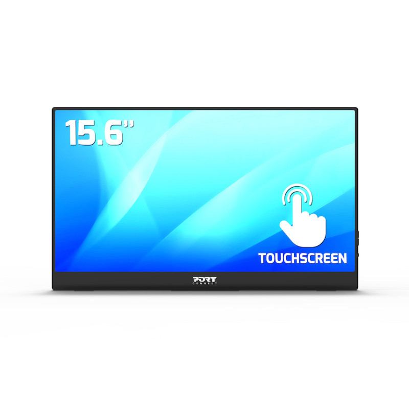 Port Designs 902101T computer monitor 39.6 cm [15.6] 1920 x 1080 pixels Full HD LCD Touchscreen Black (Port Connect Full HD LCD NOMAD Touch Screen. This 15.6 1080p portable display has a slim; lightweight design and an internal kickstand. It supports HDMI and USB Type C connections; a 3.5 mm Audio Jack for speakers or headphones; and a neoprene protection sleeve. A privacy filter is available sepa
