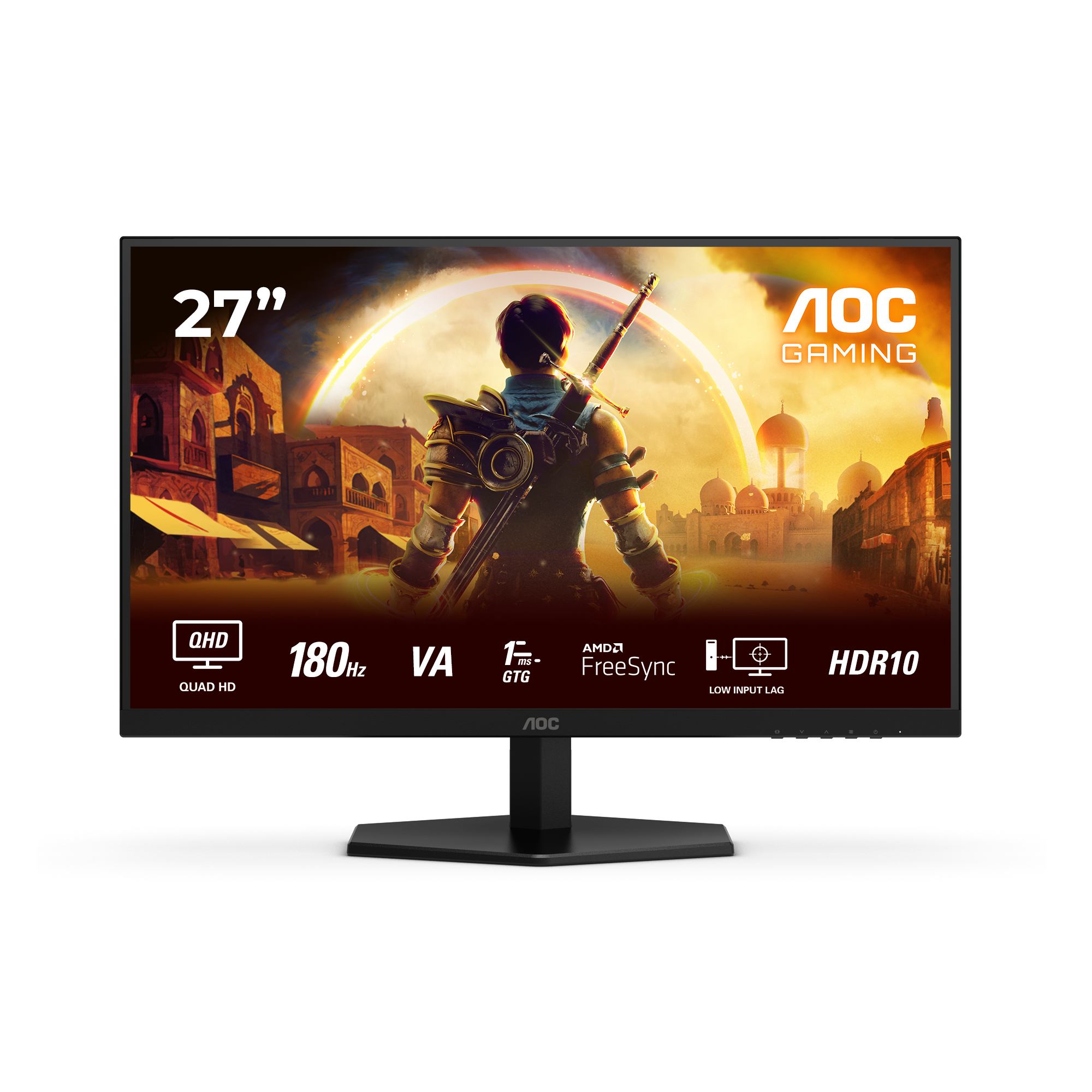 AOC G4 Q27G42XNE computer monitor 68.6 cm [27] 2560 x 1440 pixels Quad HD LED Black, Red (68,6 cm/27 [2560×1440] AOC 27G42XNE 16:9 QHD Fast VA 0,5 ms 180 Hz HDMI DisplayPort VESA Black)