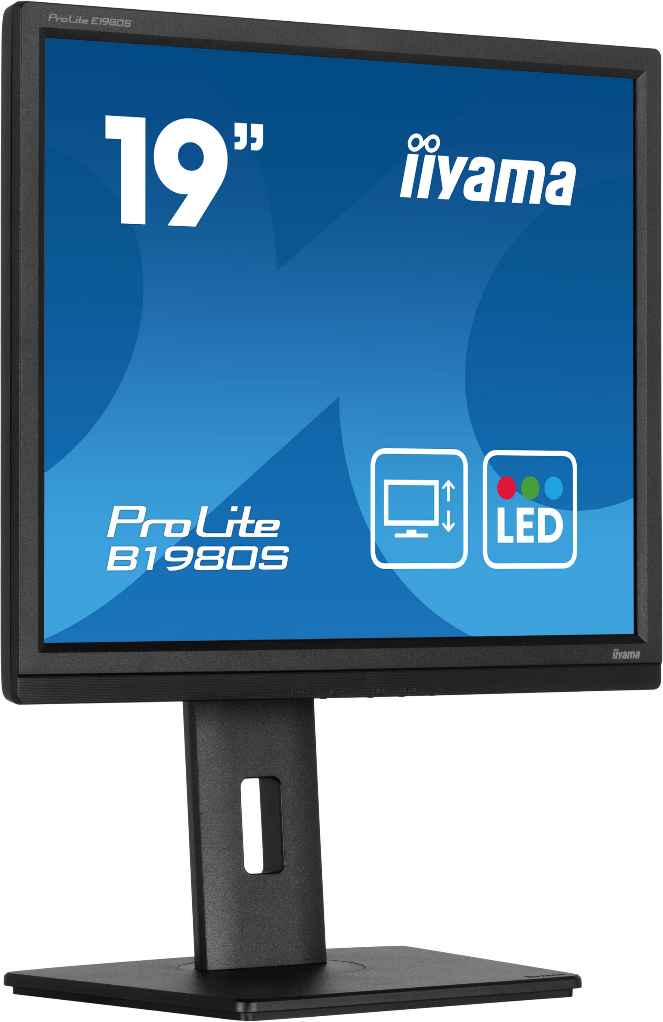 iiyama ProLite B1980S-B1 computer monitor 48.3 cm [19] 1280 x 1024 pixels VGA LED Black (19 ProLite B1980S-B1 Monitor - 19 Black LED Monitor DisplayPort and HDMI)