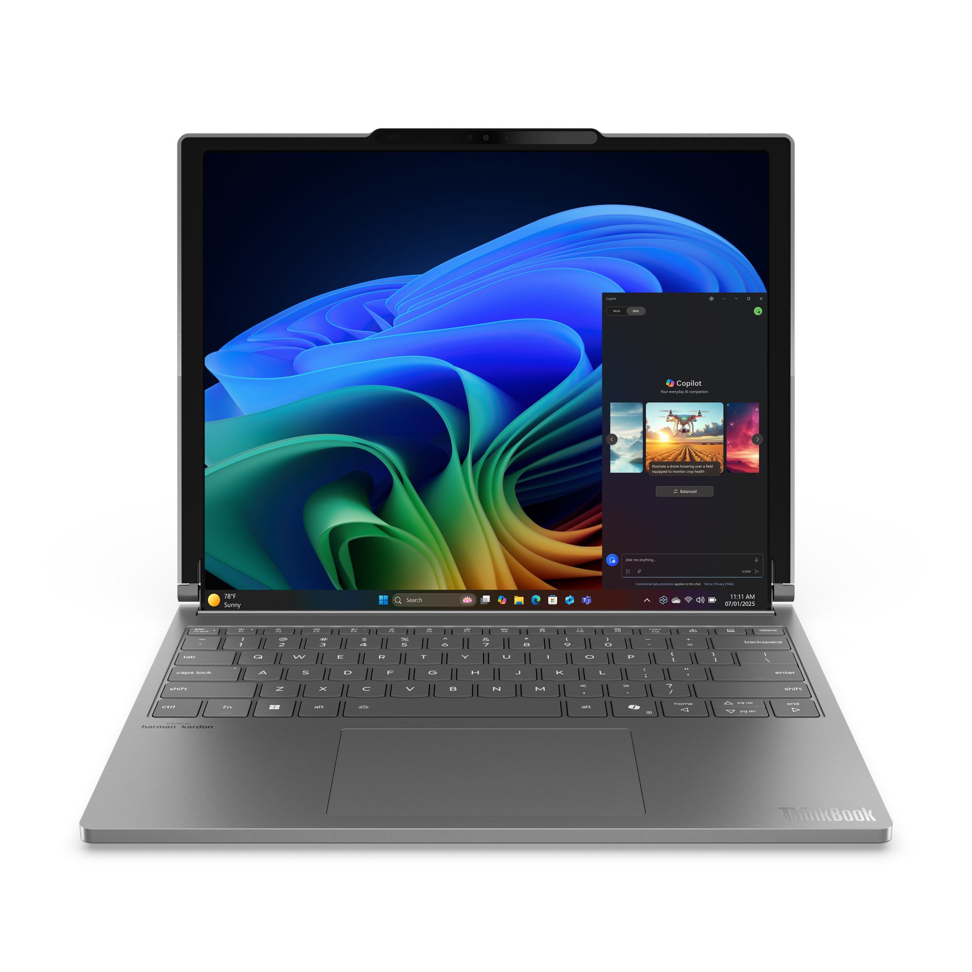 Lenovo ThinkBook Plus G6 Rollable Copilot+ PC Intel Core Ultra 7 258V Laptop 42.4 cm [16.7] 32 GB LPDDR5x-SDRAM 1 TB SSD Wi-Fi 7 [802.11be] Windows 11 Pro Grey English (TB Plus G6 Rollable U7-258V/32GB/1TBM2/POLED/W11P. SOFTWARE: Great Britain/UK. KEYBOARD: Great Britain/UK. WARRANTY: 1YR CCR)