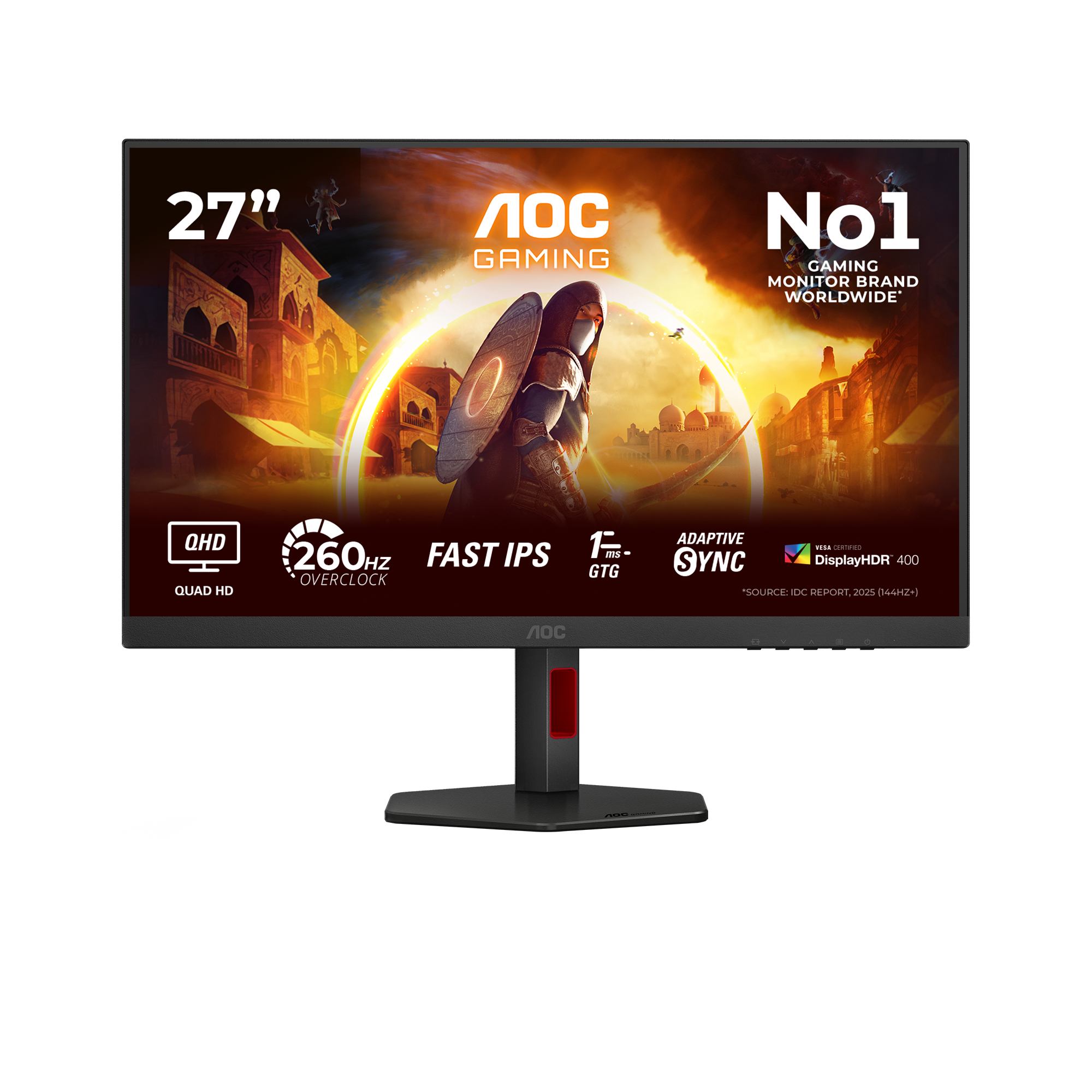 AOC G4 Q27G4ZR computer monitor 68.6 cm [27] 2560 x 1440 pixels Quad HD LED Black, Red (68,6 cm/27 [2560×1440] AOC 27G4ZR 16:9 QHD Fast IPS 1 ms 240 Hz HDMI 2.0 DisplayPort VESA Black)