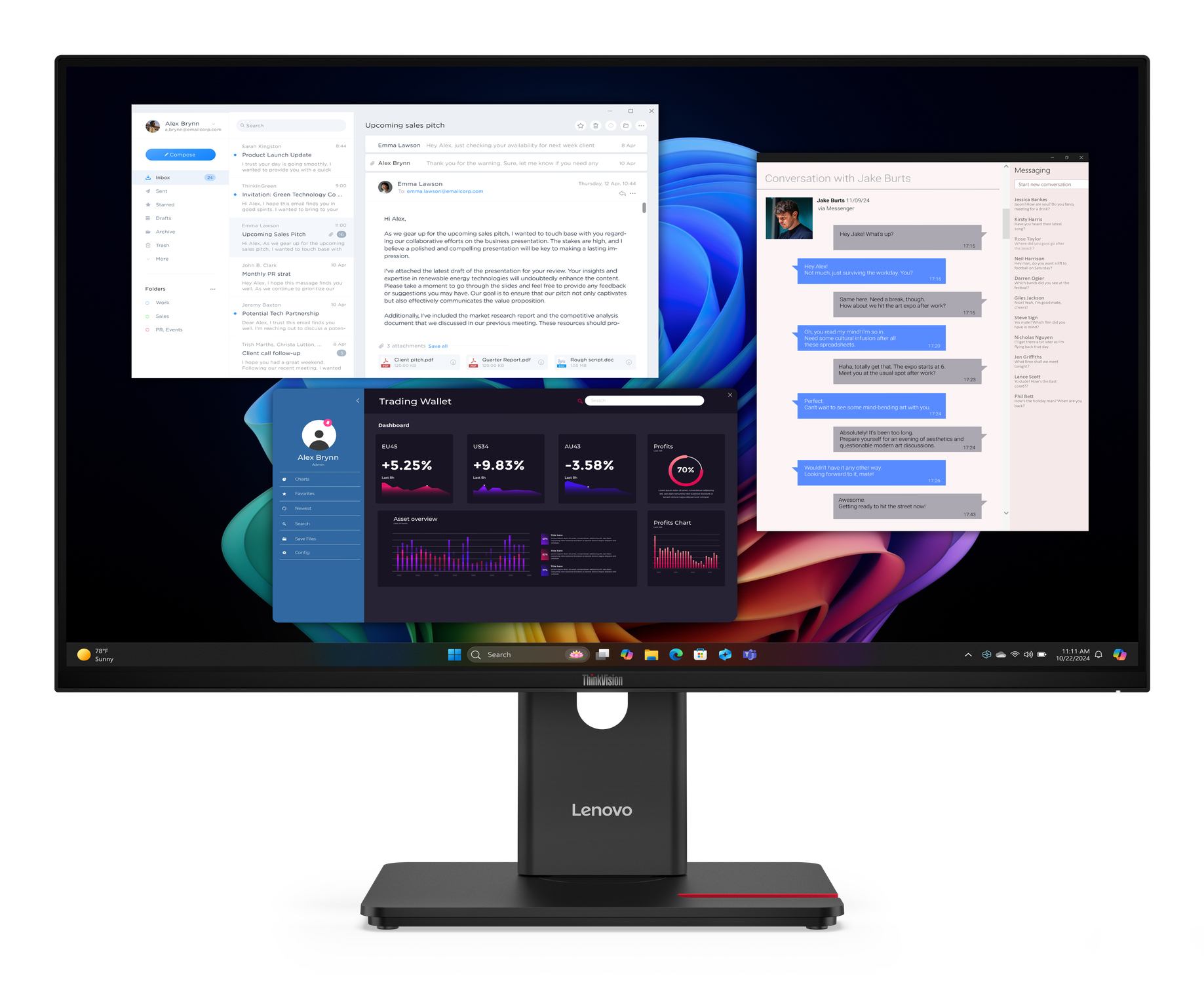 Lenovo ThinkVision T27UD-40 Monitor (Lenovo ThinkVision T27UD-40 - LED monitor - 27 - 3840 x 2160 4K @ 60 Hz - IPS - 350 cd/m² - 1500:1 - DisplayHDR 10 - 4 ms - HDMI, DisplayPort, USB-C - eclipse black)