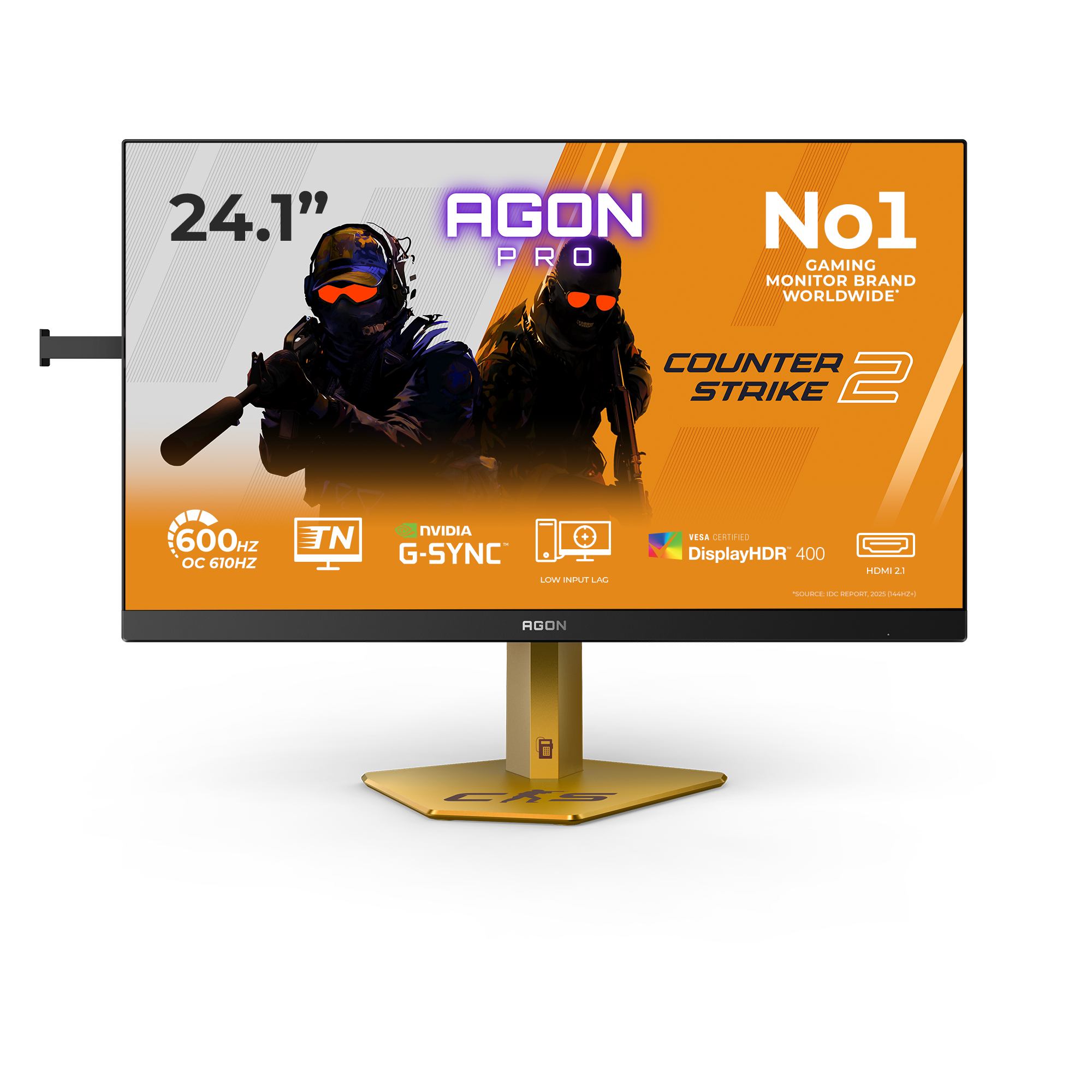 AOC AGON PRO CS24A computer monitor 61.2 cm [24.1] 1920 x 1080 pixels Full HD LED Black (AOC Agon Pro CS24A - 24 Zoll Full HD Gaming, 610Hz 0,5ms gtg, G-Sync,HDR400 [1920x1080, 2x HDMI 2.1, DP 1.4, USB Hub] schwarz-rot-orange)