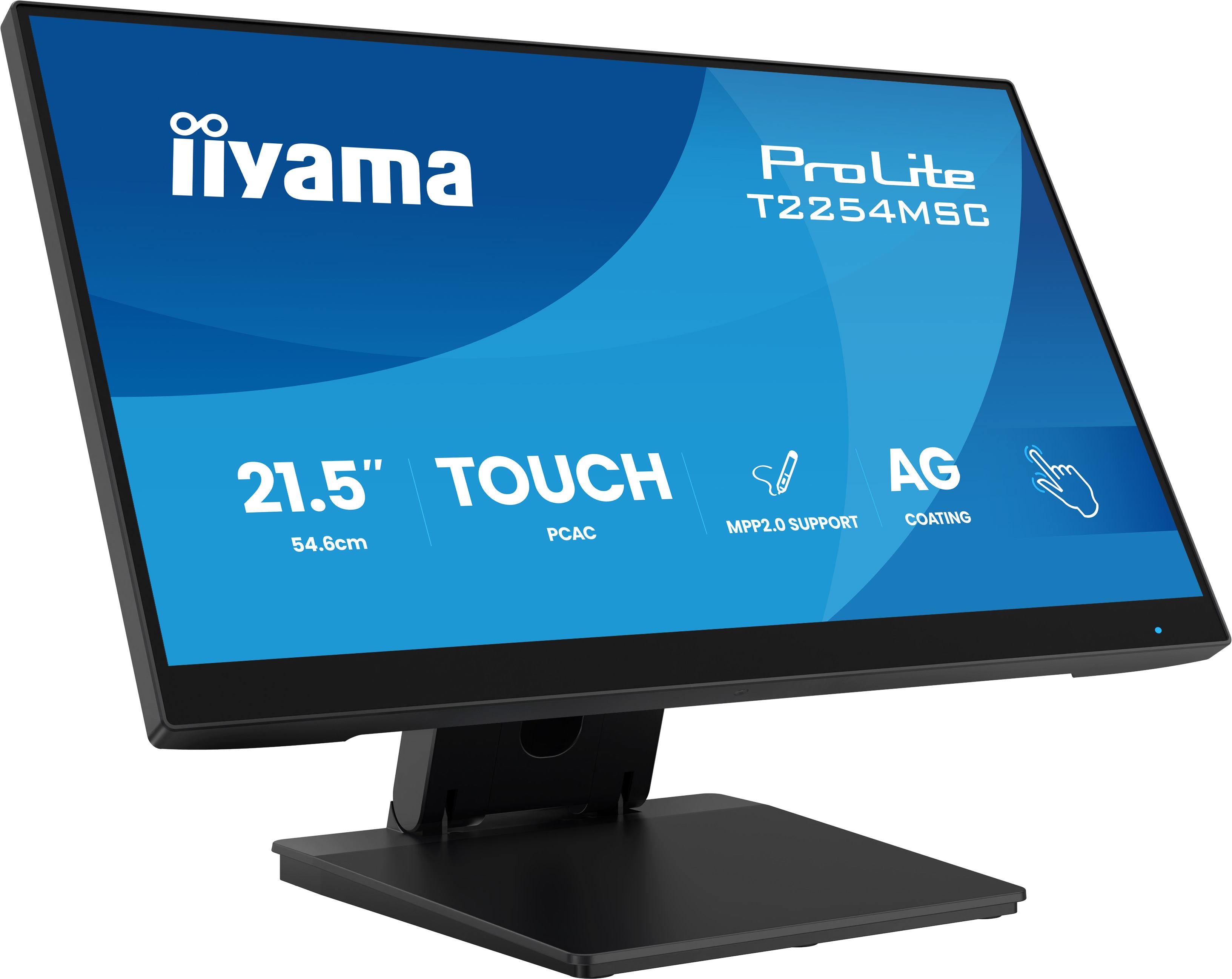 iiyama T2254MSC-B2AG computer monitor 54.6 cm [21.5] 1920 x 1080 pixels Full HD LED Touchscreen Black (21.5 ProLite T2254MSC-B2AG Touch Monitor - 21.5&rdquo; Optical Bonded PCAP 10pt Touch Monitor IPS Anti Glare coating active stylus support [MPP 2.0] edge-to-edge glass)