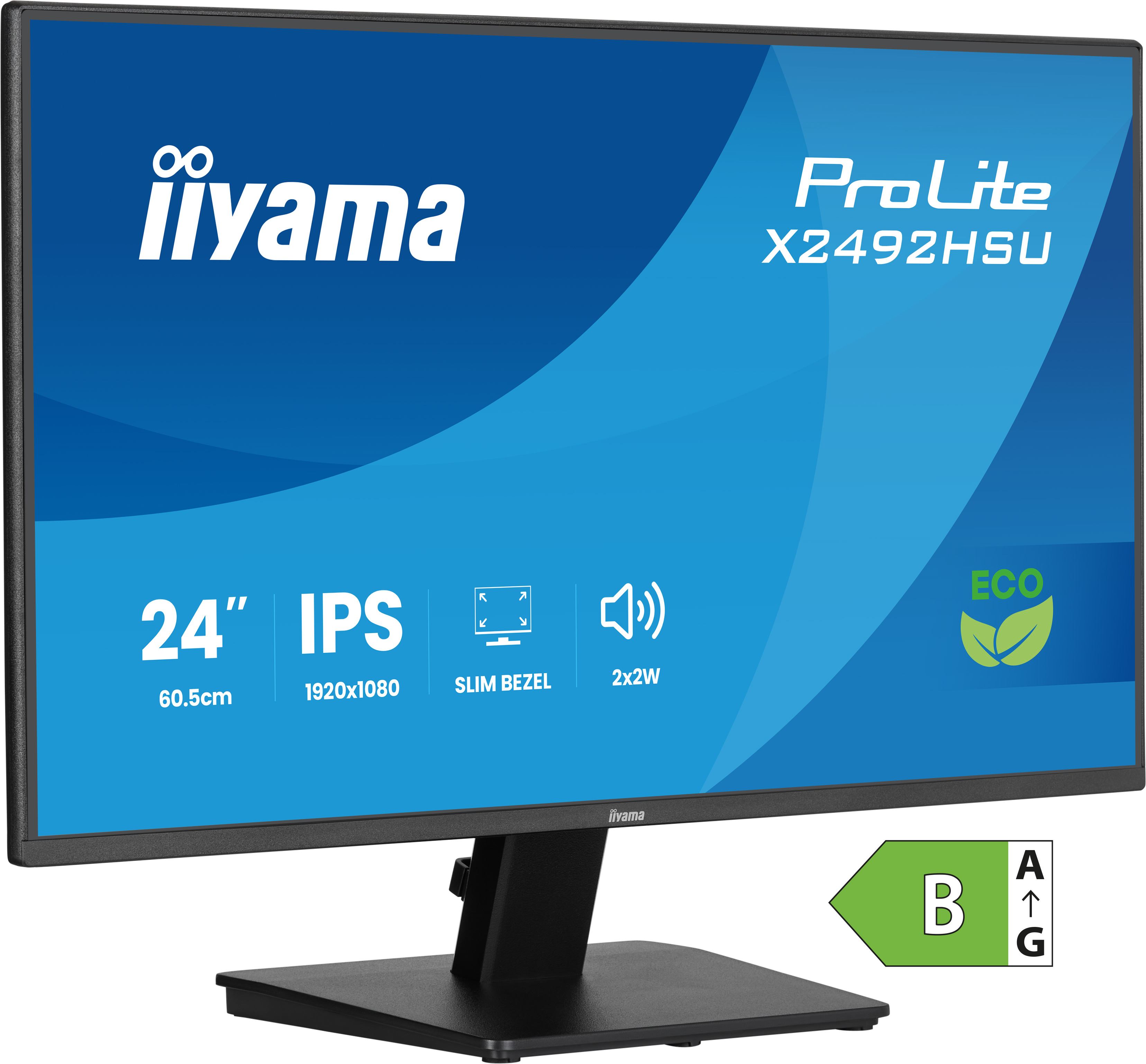 iiyama ProLite X2492HSU-B1 computer monitor 60.5 cm [23.8] 1920 x 1080 pixels Full HD LED Black (iiyama ProLite monitor X2492HSU-B1 24-Inch, Full HD, IPS, 120Hz, Black, 4-side slim bezel and B energy class, HDMI, Display Port, USB Hub)