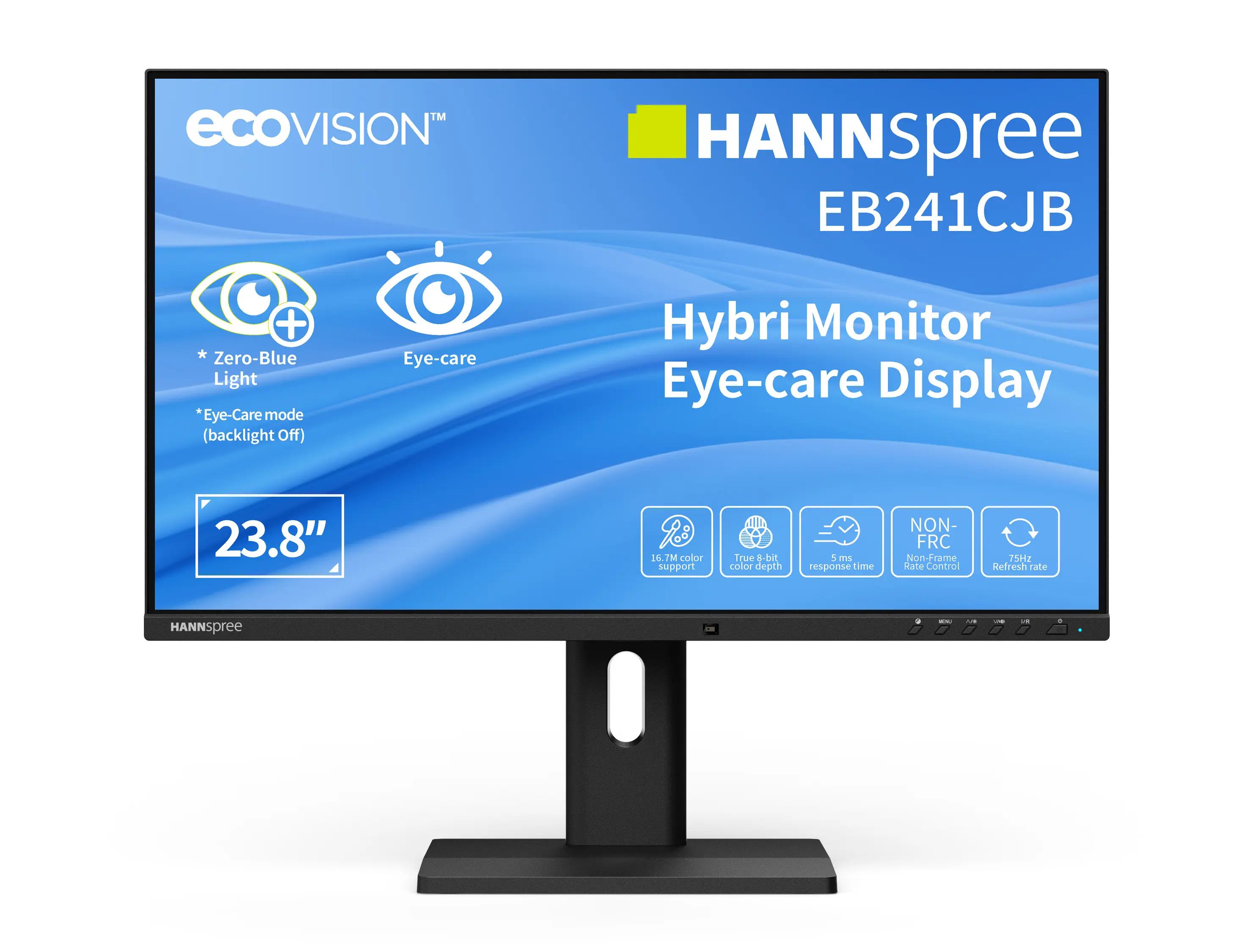 Hannspree Hybri Monitor EB241CJB computer monitor 60.5 cm [23.8] 1920 x 1080 pixels Full HD LCD Black (EB241CJB 23.8IN HYBRI ECOVISION - 1920X1080 16:9 6MS HDMI/DP/USB)
