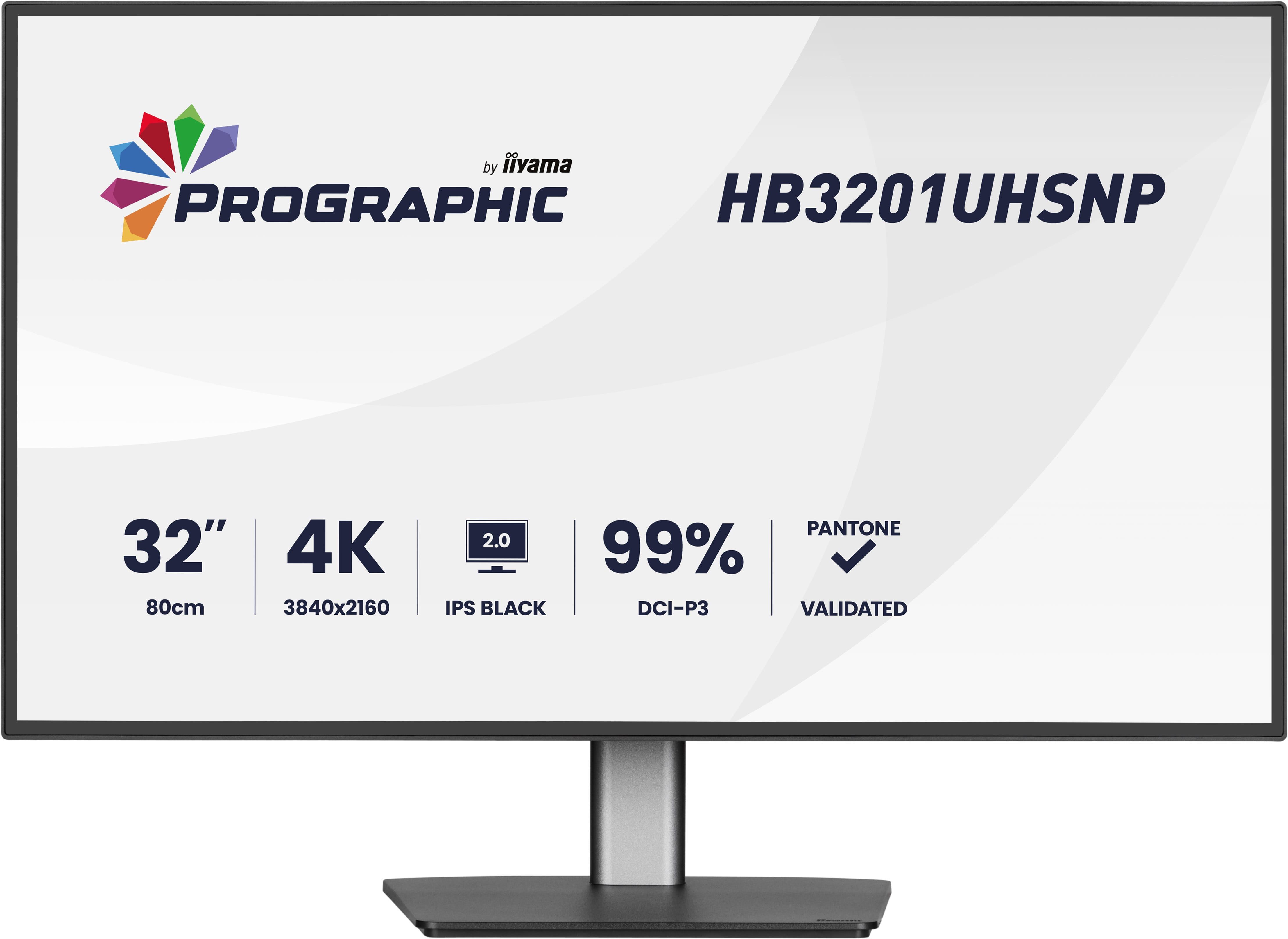 iiyama ProGraphic HB3201UHSNP-B1 computer monitor 80 cm [31.5] 3840 x 2160 pixels 4K Ultra HD Black (32 ProGraphic HB3201UHSNP-B1 Monitor - 32 Black ProGraphic Monitor 4K UHD Height Adjustable DisplayPort USB and HDMI)