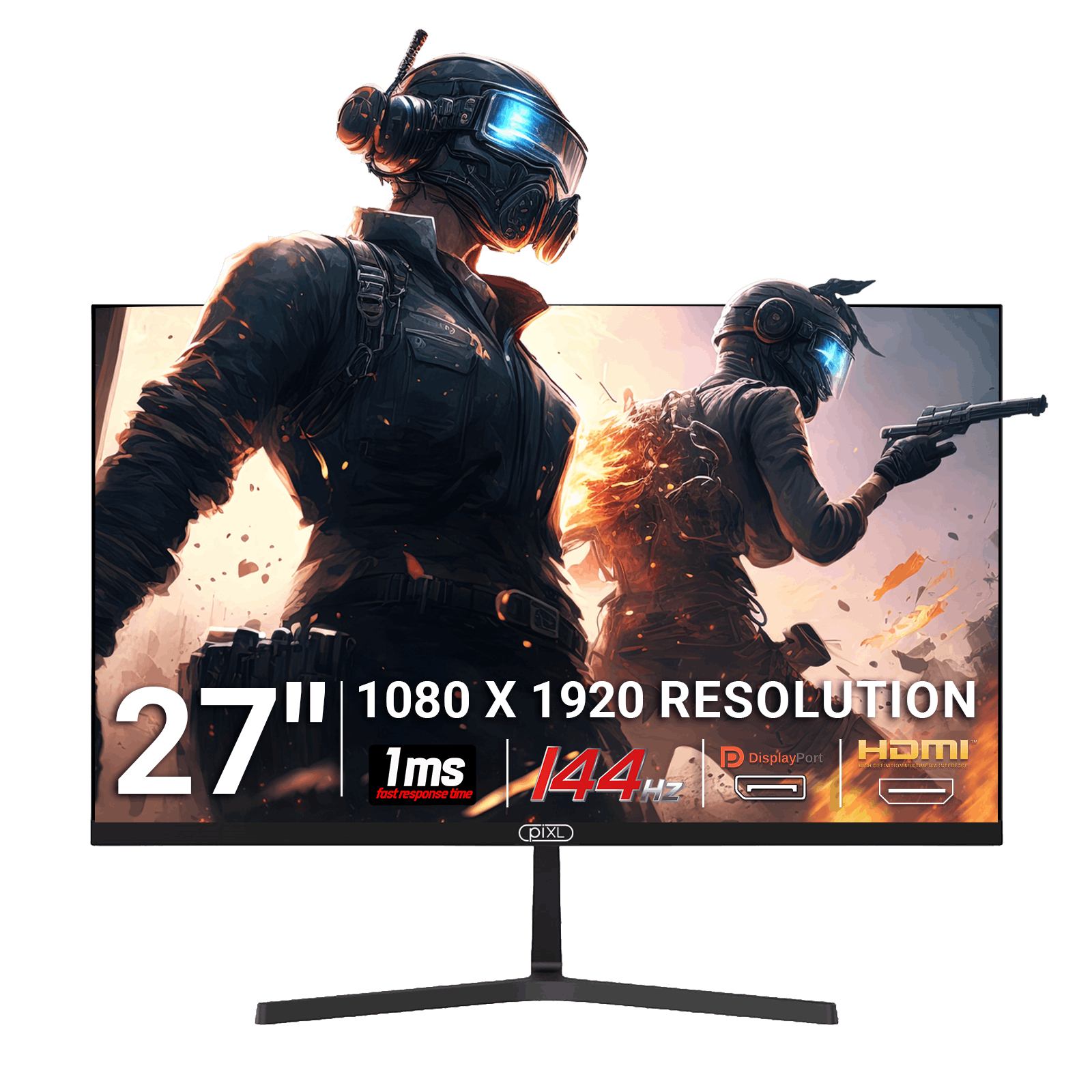 piXL PX27B221S 27 Inch 144Hz Full HD IPS Widescreen Gaming Monitor with Speakers (piXL PX27B221S 27 Inch 144Hz Full HD IPS Widescreen Monitor with Speakers, 1920x1080 Resolution, 1ms Response Time, 144Hz Refresh Rate, DisplayPort & HDMI)
