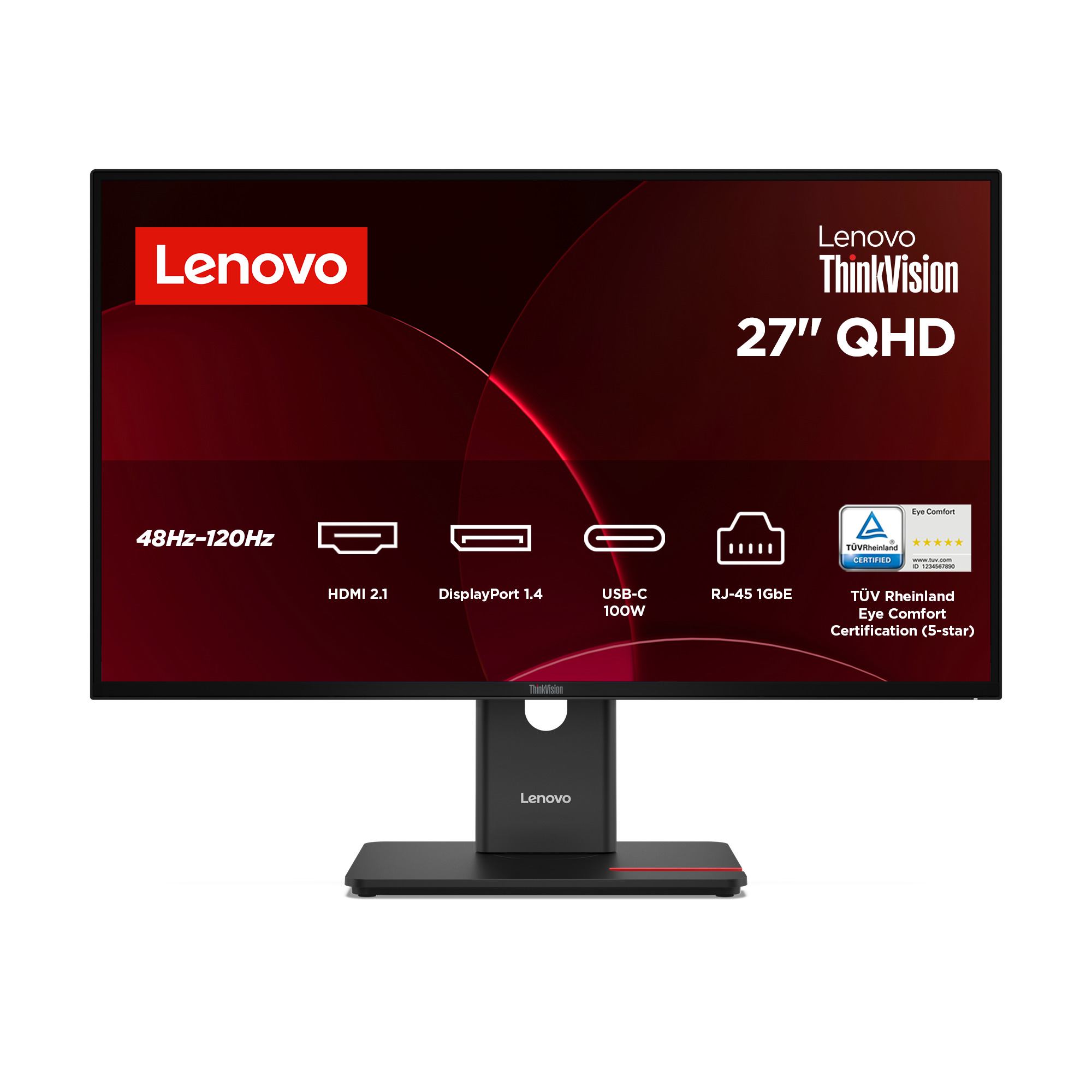 Lenovo ThinkVision T27QD-40 Monitor (Thinkvision T27Qd-40 Led - Display 68.6 Cm [27] 2560 X - 1440 Pixels Wide Quad Hd Black - Warranty: 12M)