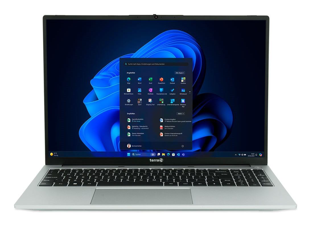 TERRA MOBILE 1610A AMD Ryzen™ 7 7730U Laptop 40.6 cm [16] WUXGA 16 GB DDR4-SDRAM 512 GB SSD Wi-Fi 6 [802.11ax] Windows 11 Pro Black, Silver German (TERRA MOBILE 1610A)
