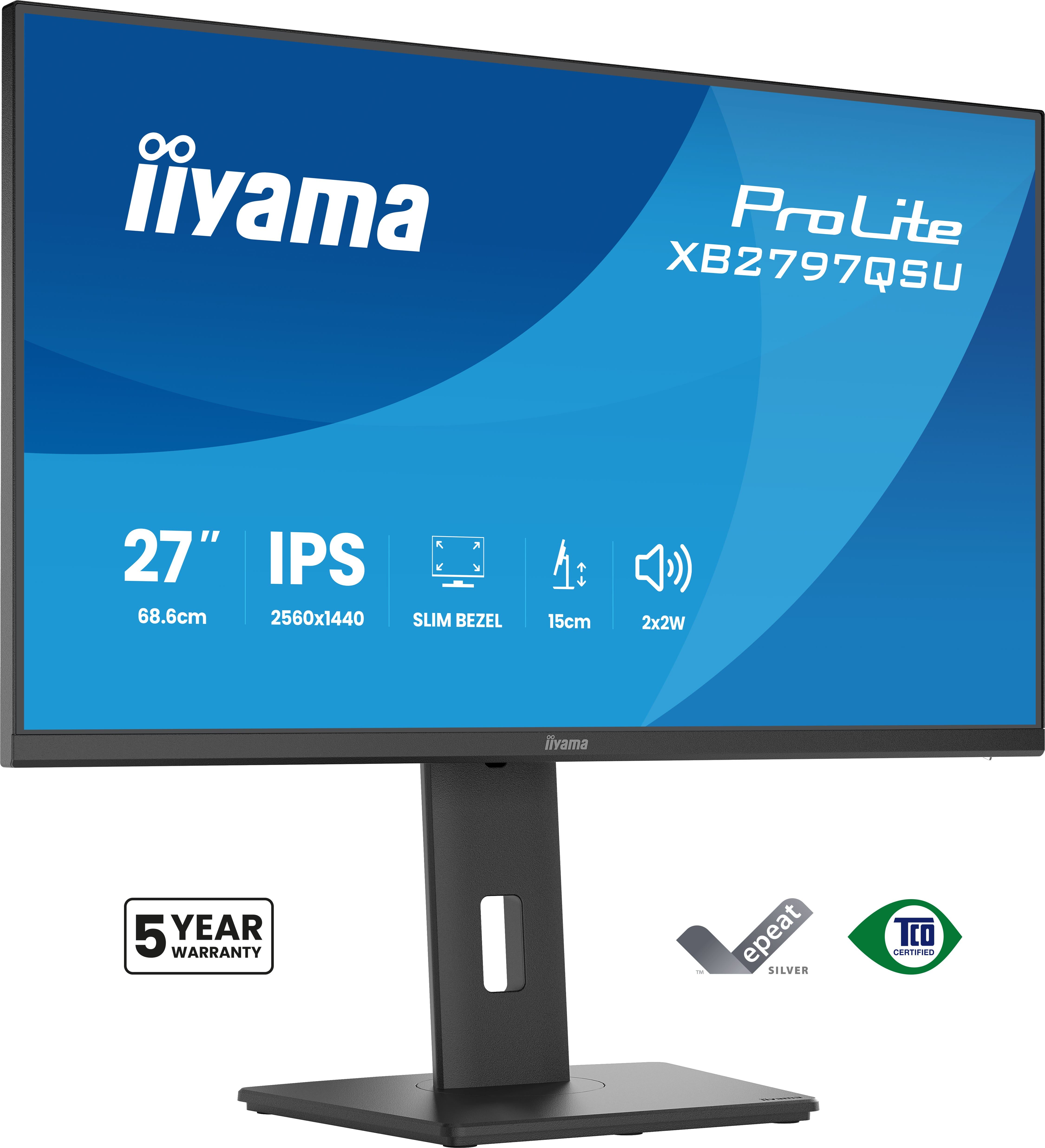 iiyama ProLite XB2797QSU-B1 computer monitor 68.6 cm [27] 2560 x 1440 pixels Quad HD LED Black (iiyama ProLite XB2797QSU-B1 Monitor 68,6 cm [27] mattschwarz)