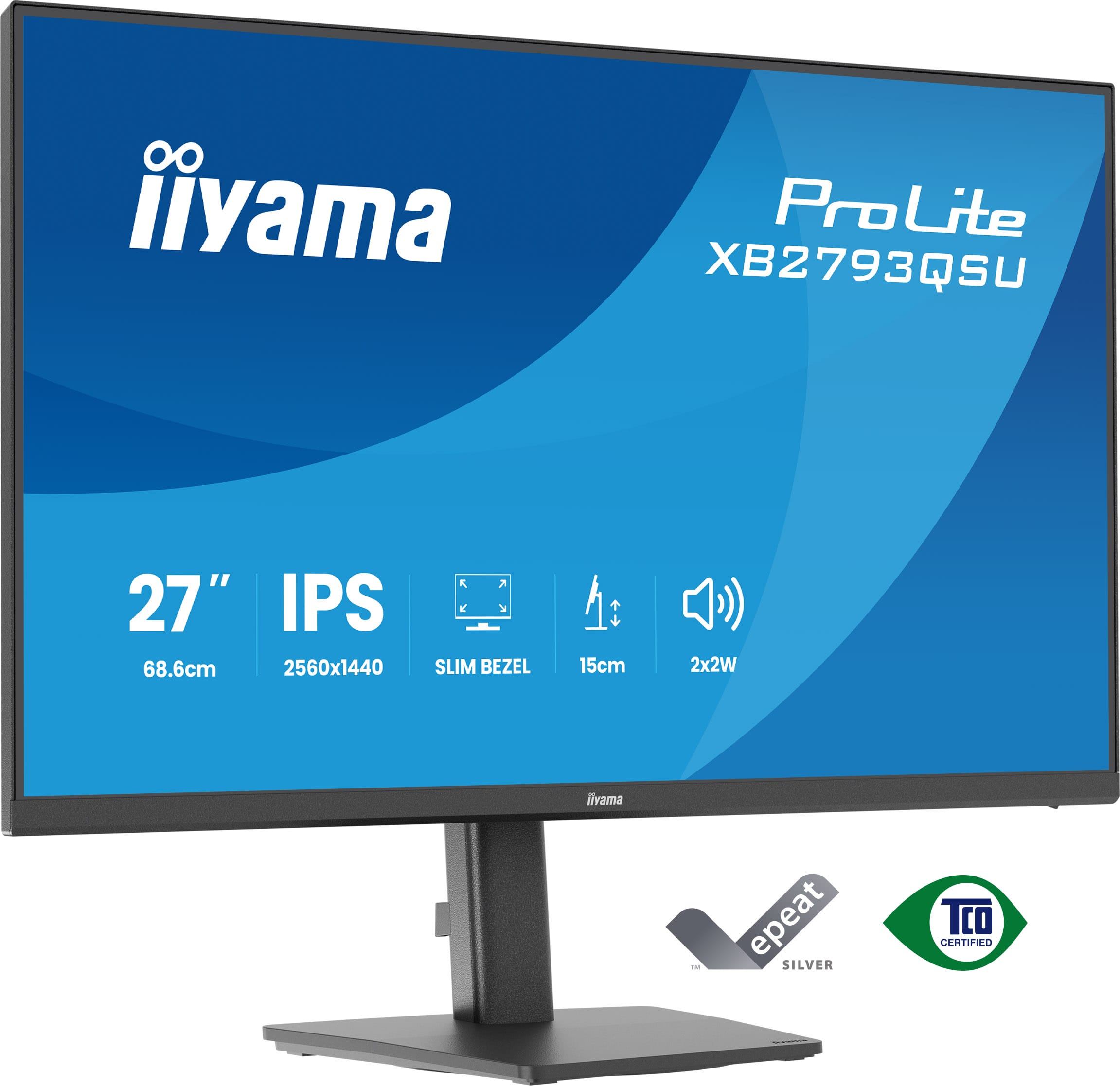 iiyama ProLite XB2793QSU-B1 computer monitor 68.6 cm [27] 2560 x 1440 pixels Quad HD LED Black (27IN IPS 4-SIDE SLIM BEZEL - 2560X1440 QHD 1MS [MPRT] 15CM HE)