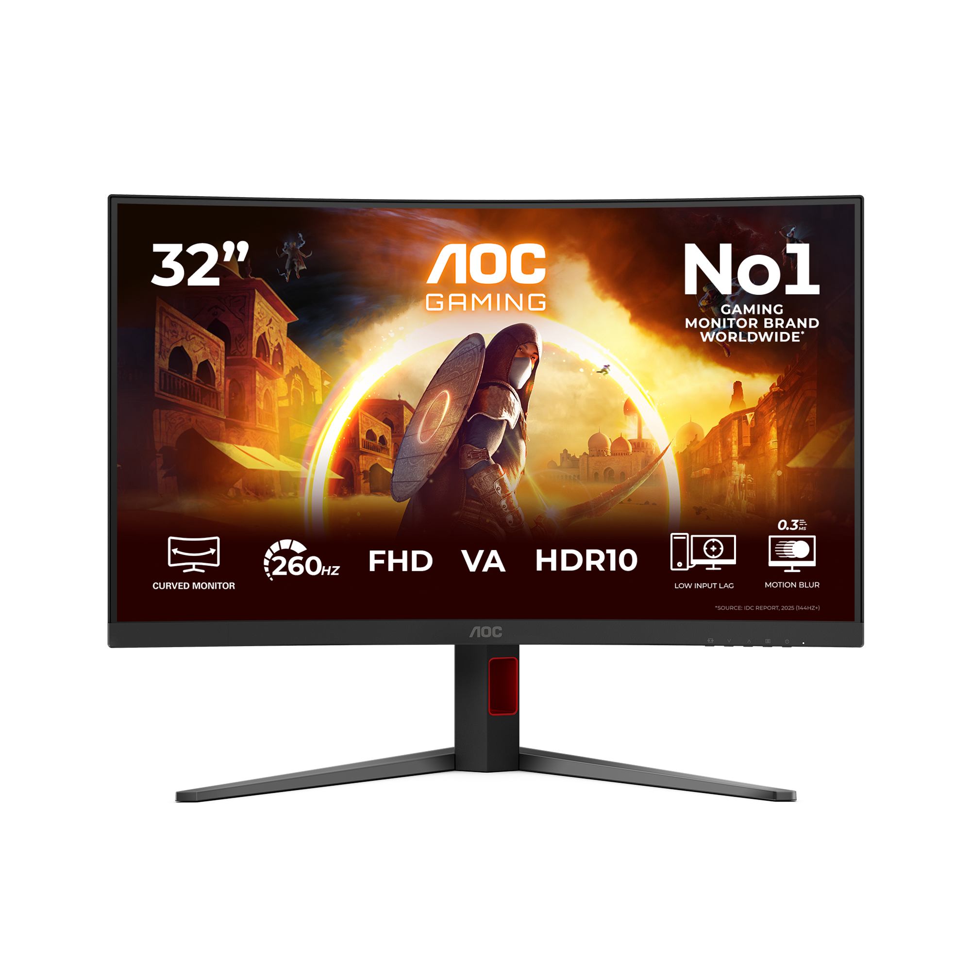 AOC G4 C32G4Z computer monitor 80 cm [31.5] 1920 x 1080 pixels Full HD LCD Black, Red (AOC Gaming C32G4Z - LED monitor - gaming - curved - 32 [31.5 viewable] - 1920 x 1080 Full HD [1080p] @ 240 Hz - VA - 3500:1 - HDR10 - 0.3 ms - HDMI, DisplayPort - speakers - black, red)
