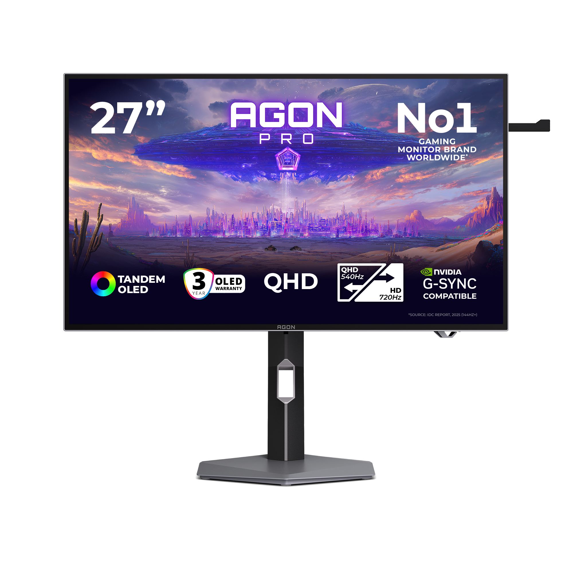AOC AGON PRO AGP277QKDC computer monitor 67.3 cm [26.5] 2560 x 1440 pixels Quad HD OLED Grey (AOC 26.5 WOLED MONITOR SPK AGP277QKDC)