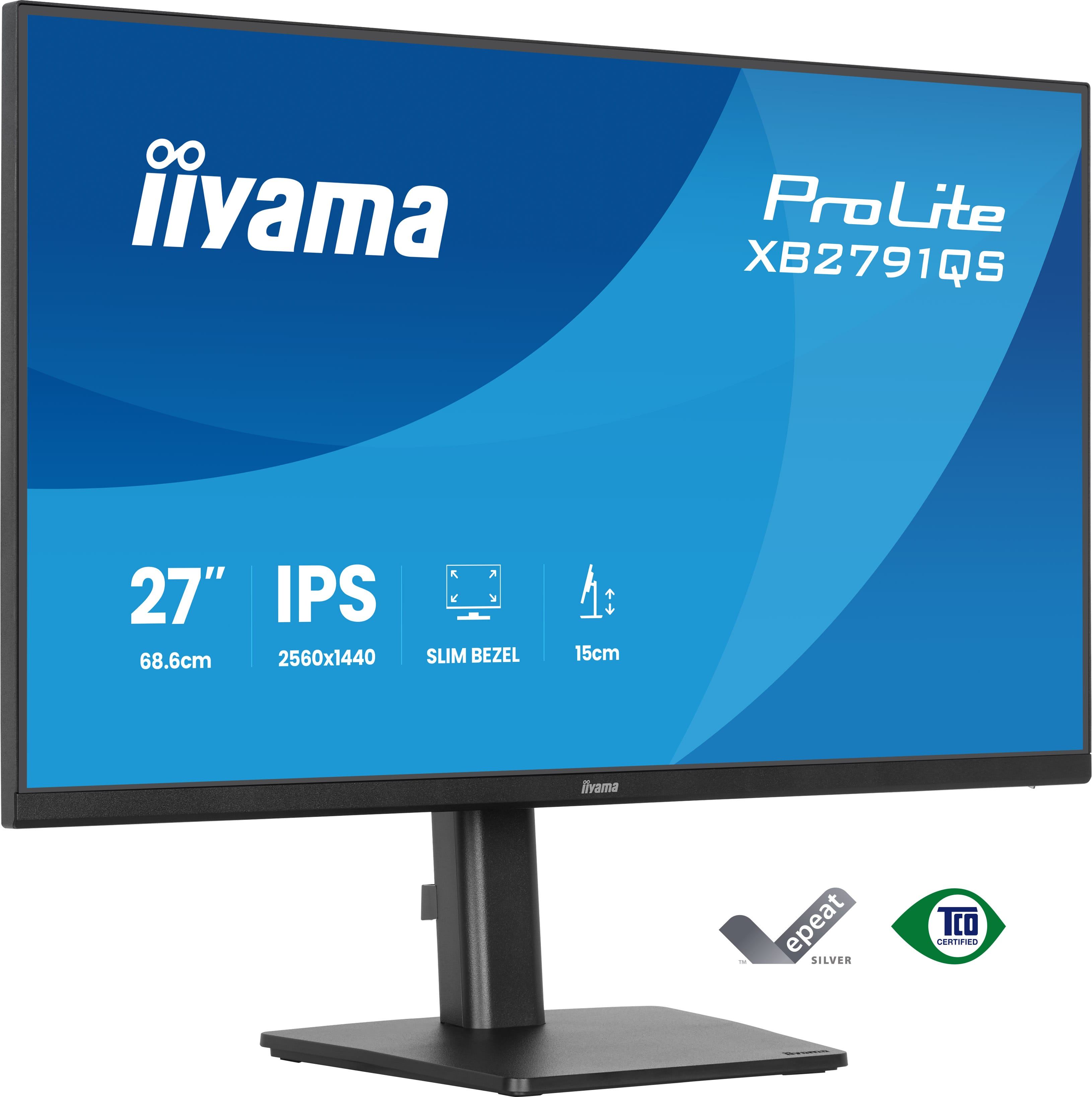 iiyama ProLite XB2791QS-B1 computer monitor 68.6 cm [27] 2560 x 1440 pixels Quad HD LED Black (XUB2791QS-B1 27 IPS LCD 4MS - 2560X1440 350 CD/M2 HDMI/DISPLAY)