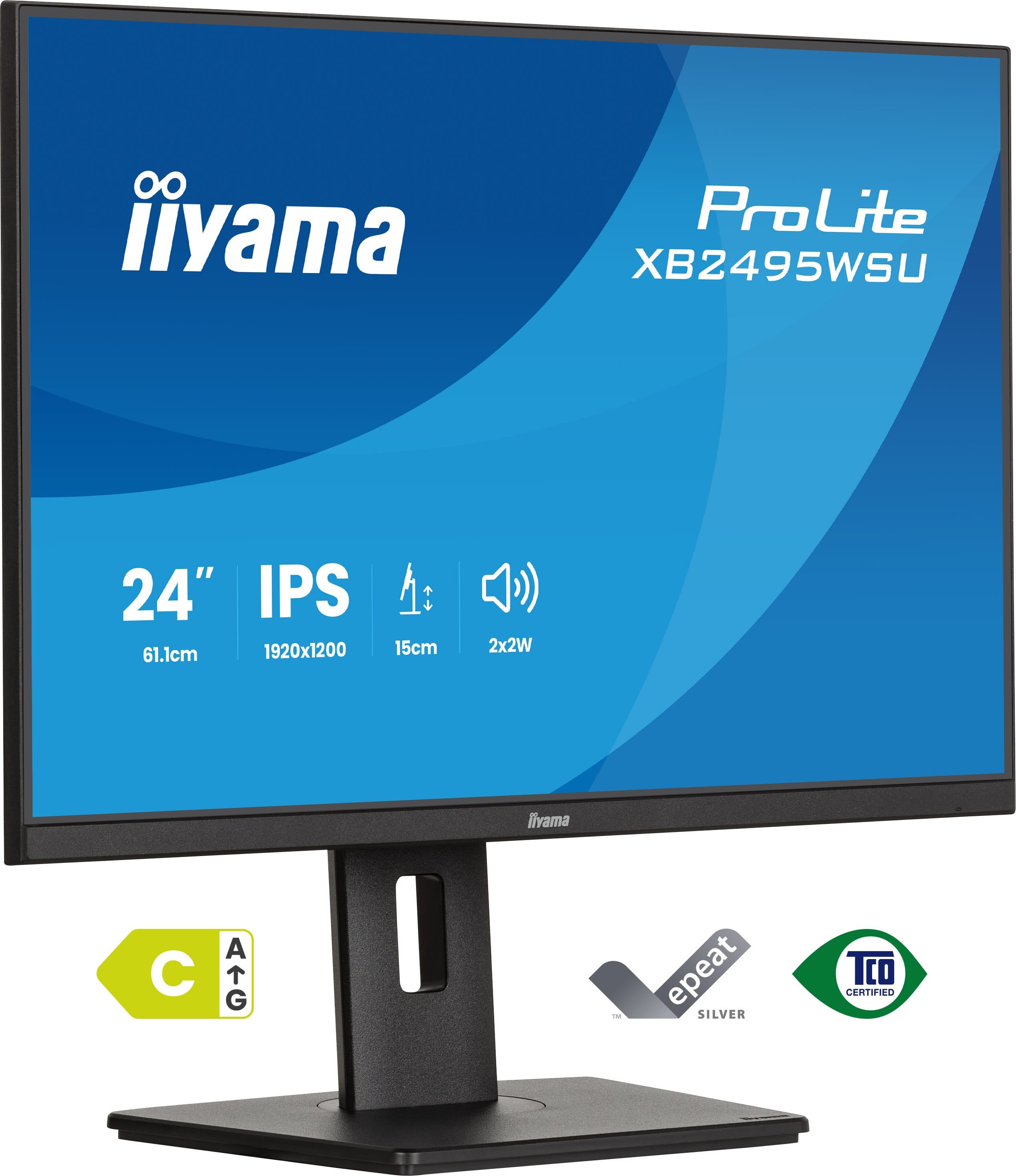 iiyama ProLite XB2495WSU-B1 computer monitor 61.2 cm [24.1] 1920 x 1200 pixels WUXGA LCD Black (iiyama ProLite XB2495WSU-B1 computer monitor 61.2 cm [24.1)