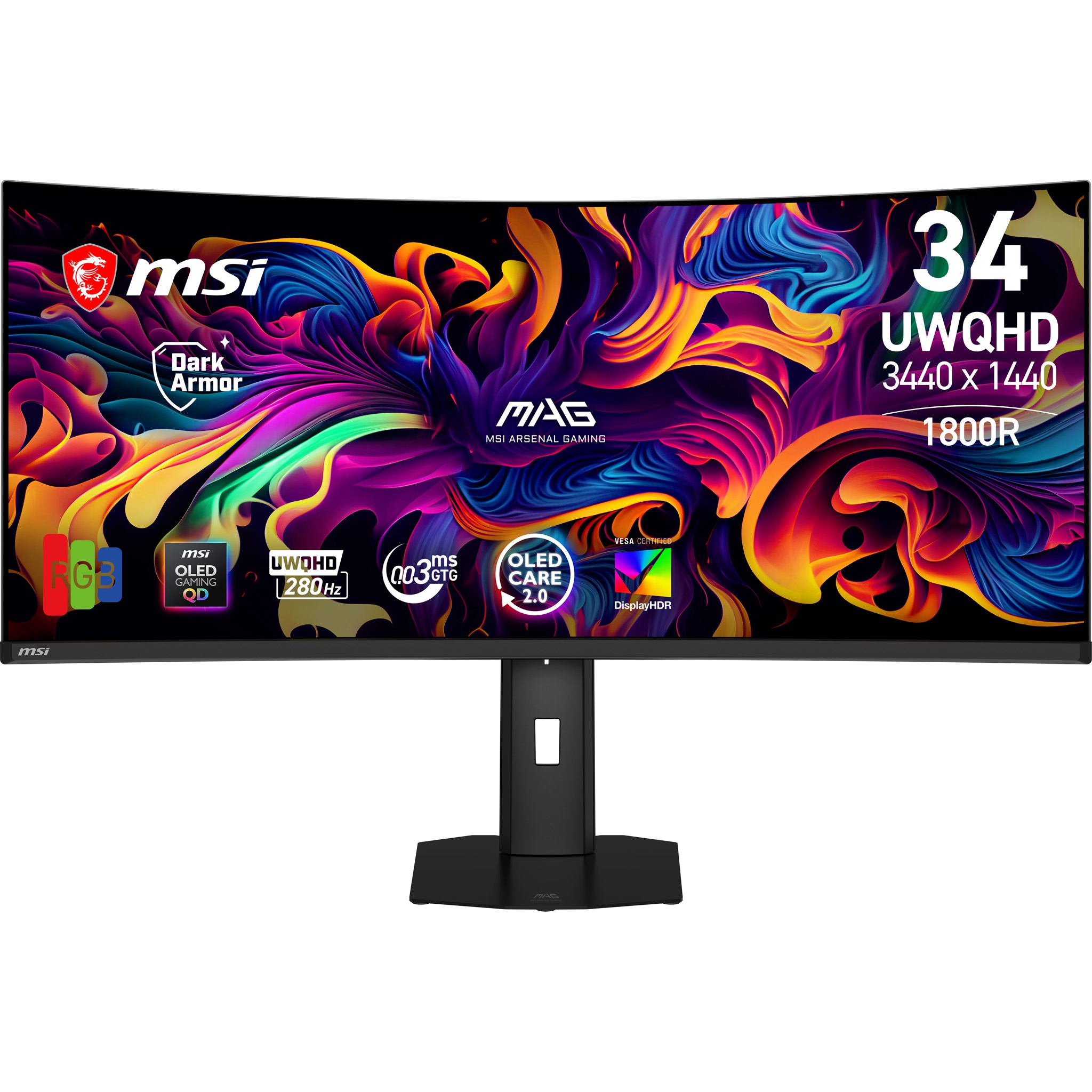 MSI MAG 341CQP QD-OLED X28 computer monitor 86.4 cm [34] 3440 x 1440 pixels UltraWide Quad HD Black (MSI MAG 341CQP QD-OLED X28)