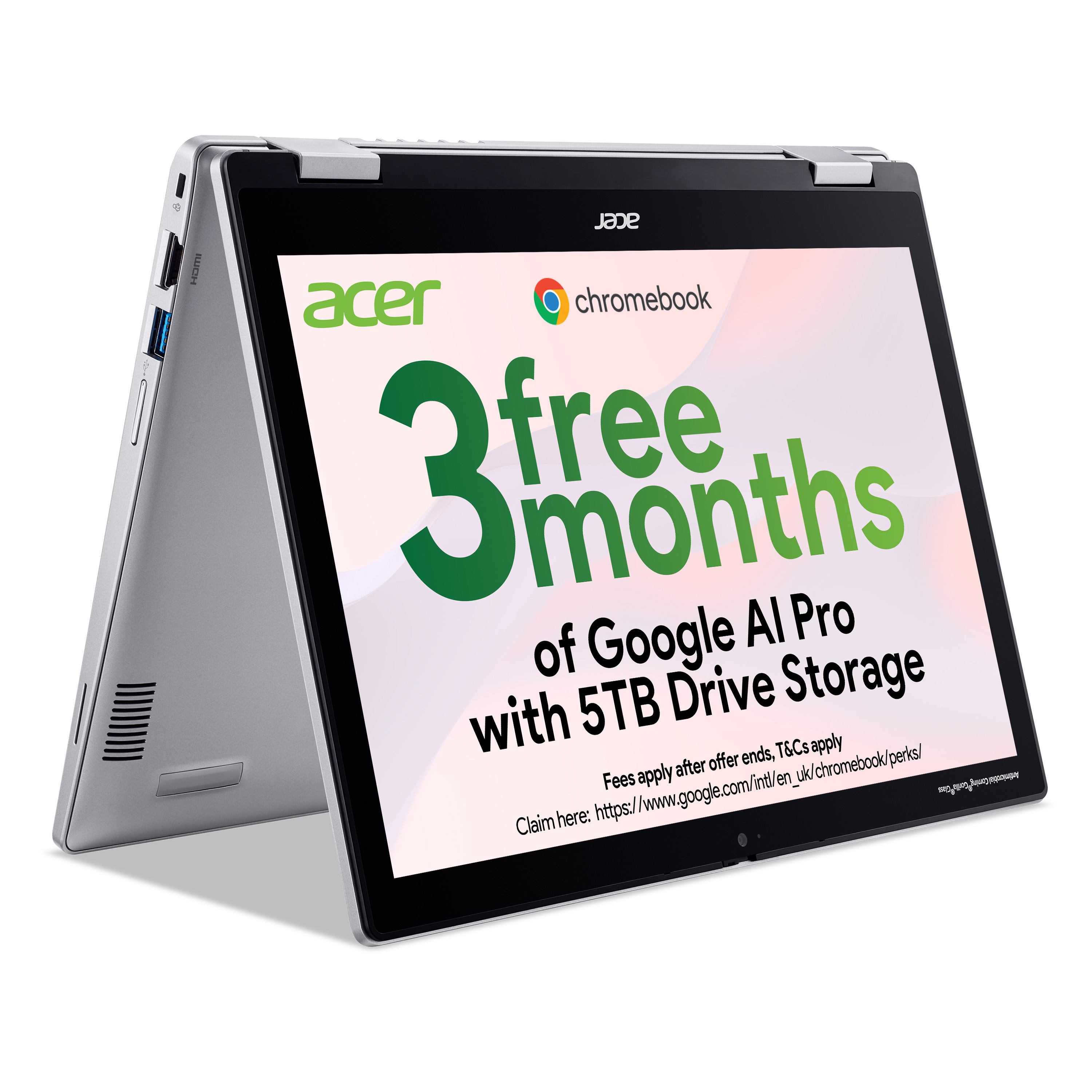 Acer Chromebook Spin 312 [CP312‑1H] – Intel N100, 12.2 WUXGA Touch, 4GB LPDDR5, 64GB eMMC, Silver (12.2 CB SPIN N100 4GB 64GB CHRM SILV)