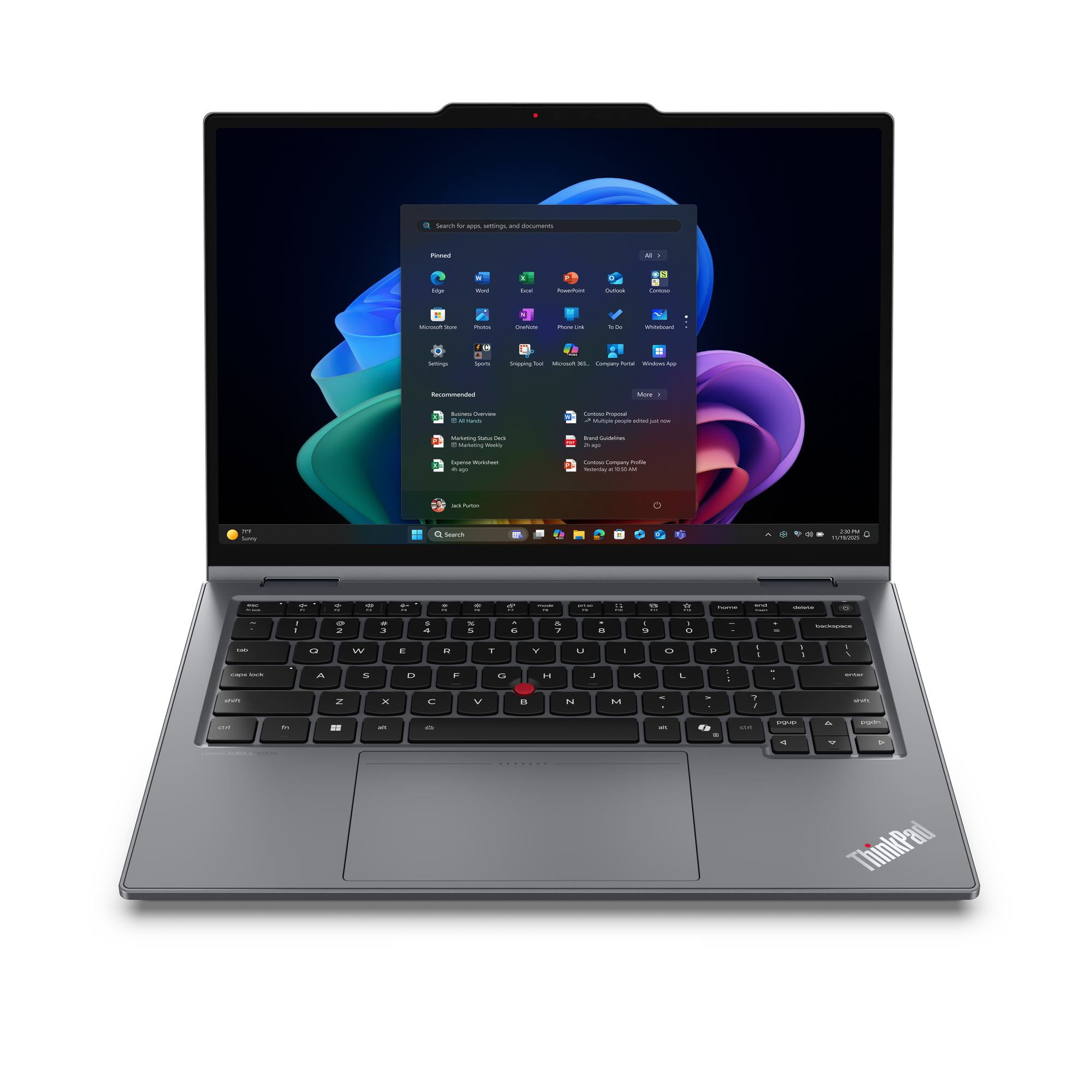 Lenovo ThinkPad X1 2-in-1 Gen 11 Aura Edition Copilot+ PC Intel Core Ultra 7 355 Hybrid [2-in-1] 35.6 cm [14] Touchscreen WUXGA 32 GB LPDDR5x-SDRAM 1 TB SSD Wi-Fi 7 [802.11be] Windows 11 Pro Grey German (TP X1 2-IN-1 G11 CU7-355 32GB - 1TB SSD 14.0 WUXGA T. W11P) - German version