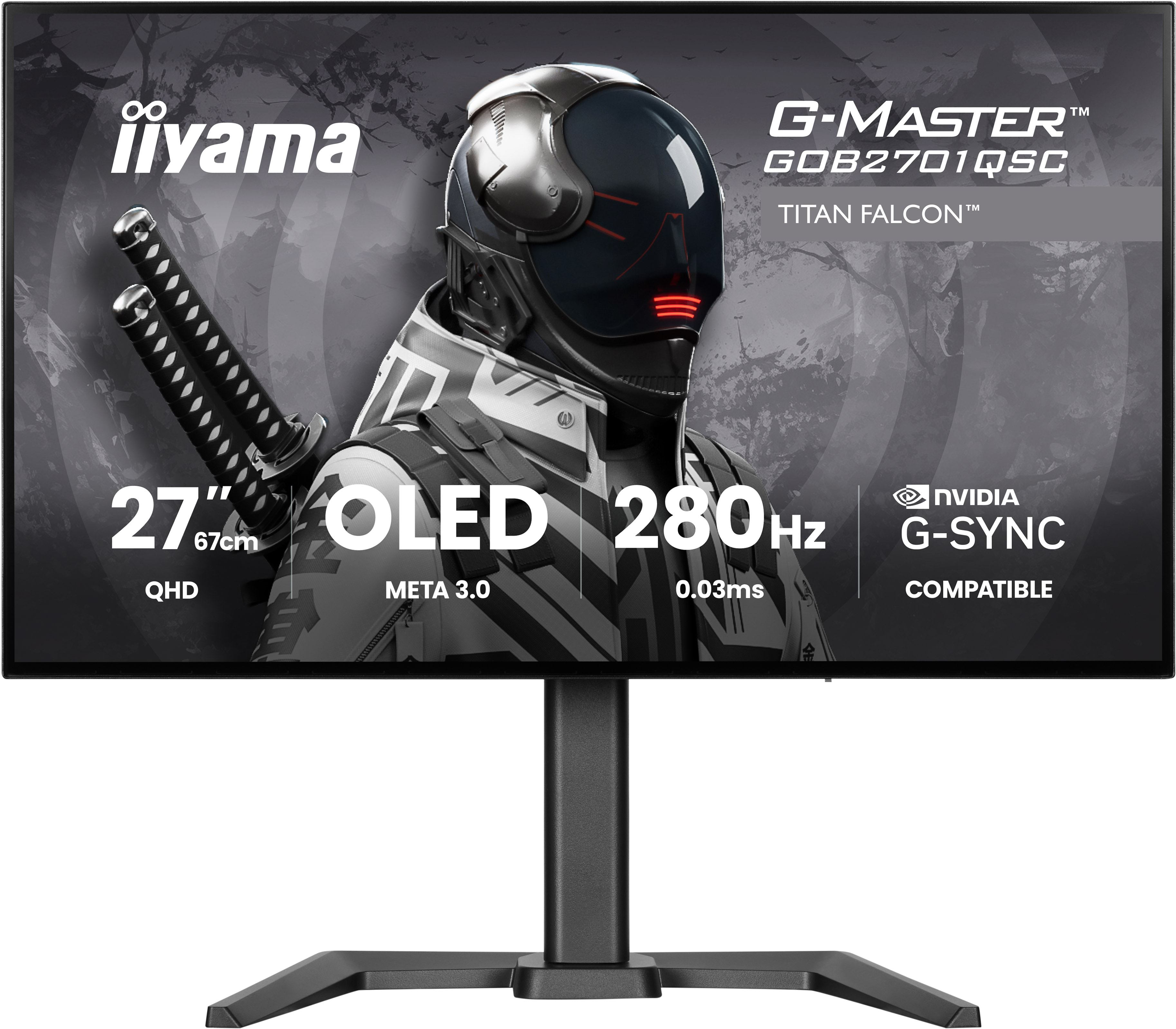 iiyama G-MASTER GOB2701QSC-B1 computer monitor 68.6 cm [27] 2560 x 1440 pixels 2K Ultra HD OLED Black (iiyama G-MASTER Titan Falcon GOB2701QSC-B1 - OLED monitor - gaming - 27 - 2560 x 1440 QHD @ 280 Hz - 1500 cd/m² - 0.03 ms - HDMI, DisplayPort - speakers - black)
