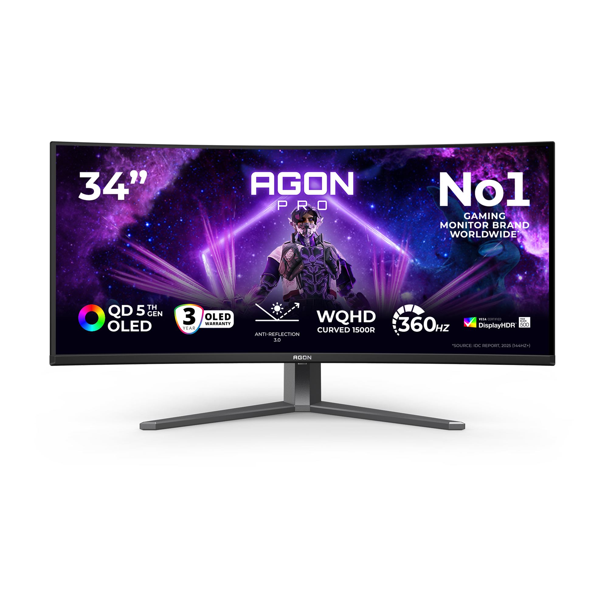 AOC AGP346UCSD computer monitor 86.4 cm [34] 3440 x 1440 pixels Wide Quad HD QD-OLED Black (AOC 34 OLED MON SPK CURVED AGP346UCSD)