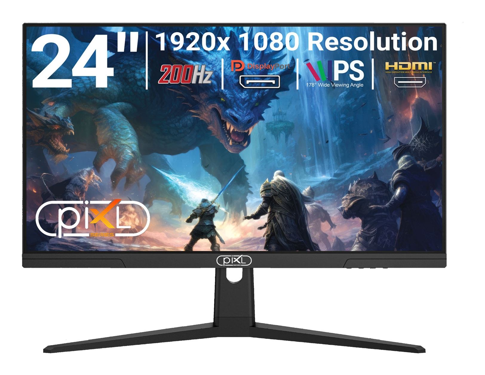piXL X-Series GS24IDPHA 24.5 Inch Full HD IPS Gaming Monitor (piXL X-Series GS24IDPHA 24.5 Inch Full HD IPS Gaming Monitor with 200Hz Refresh Rate, 1920 x 1080 Resolution, 0.5ms Response Time, HDMI 2.0 & DisplayPort 1.4)