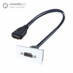 connektgear CONNEkT Gear 0.3m AV Snap-In HDMI Module 25 x 50mm - Socket to Socket - White 