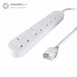 connektgear 2M 4 WAY POWER EXTENSION BLOCK - C14 PLUG TO 4 X UK SOCKETS - WHT