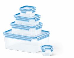 EMSA CLIP & CLOSE 508568 food storage container Rectangular Set 3.7 L Blue, Transparent 5 pc[s] 