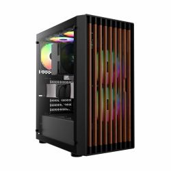 GAMDIAS AURA GC4 ARGB computer case Midi Tower Black, Wood 