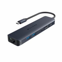 HYPER HD4003GL interface hub USB 3.2 Gen 1 [3.1 Gen 1] Type-C 10000 Mbit/s Blue, Grey 