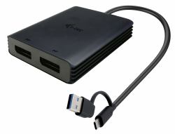 i-tec USB-A/USB-C Dual 4K/60 Hz DisplayPort Video Adapter 