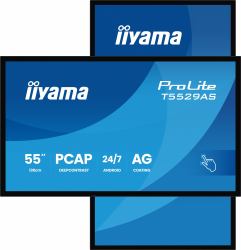 iiyama T5529AS-B1AG Signage Display Kiosk design 138.7 cm [54.6"] LED Wi-Fi 450 cd/m² 4K Ultra HD Black Touchscreen Built-in processor Android 24/7 