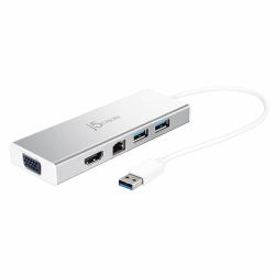 j5create JUD380 USB™ 3.0 Mini Dock, includes 1x HDMI port and 3x USB ports, Silver 