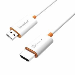 j5create ScreenCast HDMI Wireless Display Adapter Receiver - Mirrors Phone, Tablet, Laptop to HDTV - Compatible with MiraCast, AirPlay, Android, Windows 10 PC, iOS, iPhone, Tablet [JVAW56] 