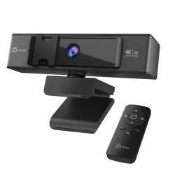 j5create JVCU435 USB™ 4K Ultra HD Webcam with 5x Digital Zoom Remote Control, 3840 x 2160 Video Capture Resolution, Black and Silver 