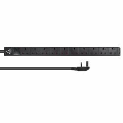 Lanview LVR-3MUK-SPD-UK10 power distribution unit [PDU] 8 AC outlet[s] 1.4U Black 