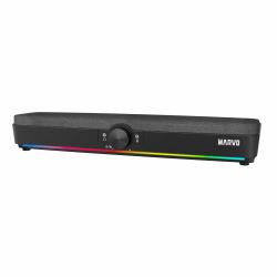 Marvo Scorpion SG-286 Bluetooth 5.3 Soundbar, Stereo Sound, USB Powered, Connect Wired, USB or Bluetooth, 7 Colour RGB Lighting, Volume Control, Black 