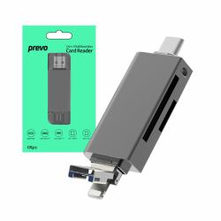 PREVO CR312 card reader USB Type-A/USB Type-C/Lightning Black 