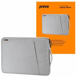 PREVO 14 Inch Laptop Sleeve, Side Pocket, Cushioned Lining, Light Grey 
