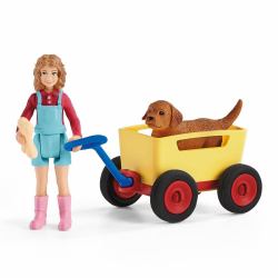 schleich FARM WORLD Puppy Wagon Ride 