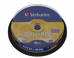Verbatim DVD+RW Matt Silver 4,7 GB 10 Stück[e] (VERBATIM DVD+RW SERL 4.7GB 4X MATT SILVER SURFACE 10 PK SPIN)