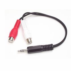 StarTech.com 15cm Audiokabel 3,5mm Klinke auf 2x RCA/Cinch [Stecker/Buchse] (6IN STEREO AUDIO CABLE - 3.5MM - MALE TO 2X RCA FEMA)