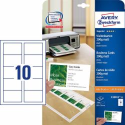 Avery C32011-25 non-adhesive label 250 pc[s] White Rectangle (Avery Quick&Clean - visitkort - 25 stk)
