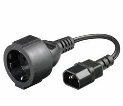 Microconnect PE130075 Stromkabel Schwarz 0,23 m C14-Koppler Schuko (Power Cord C14 -Schuko M-F - 0,23m. 3Gx1MM2, 10/16A 250V - Warranty: 300M)