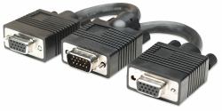 Manhattan SVGA Y Kabel, HD15 Stecker / 2 x HD15 Buchse, 15 cm (SVGA Y CABLE 15CM- - MALE/2X FEMALE BLACK POLYBAG)