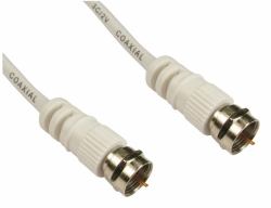 Cables Direct F M/M, 3m Koaxialkabel Weiß (CDL 3m F Connector M-M - White)